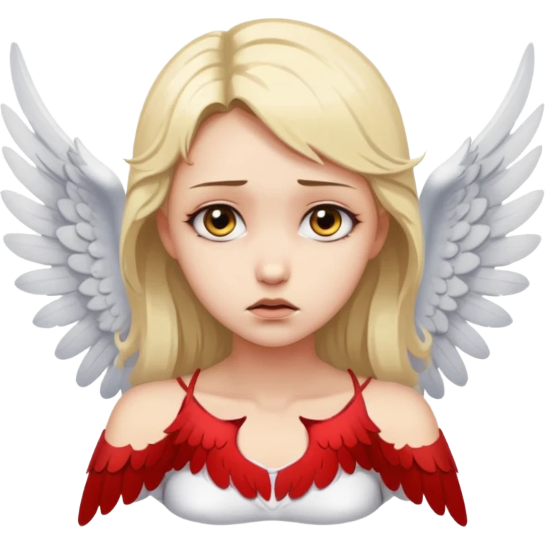 Female angel with torn wings, exposed collarbones, sorrow and lust intertwined emoji