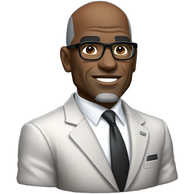 old deon sanders with small round face and suit and glasses and buzz cut and small eyes and over 50 small gray bearded receding hairline and small black eyes and wrinkled forehead emoji