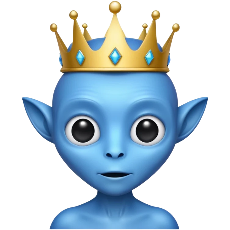 blue alien with crown emoji