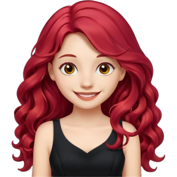 Girl with Red Hair – long wavy crimson hair, smiling face.









































 emoji