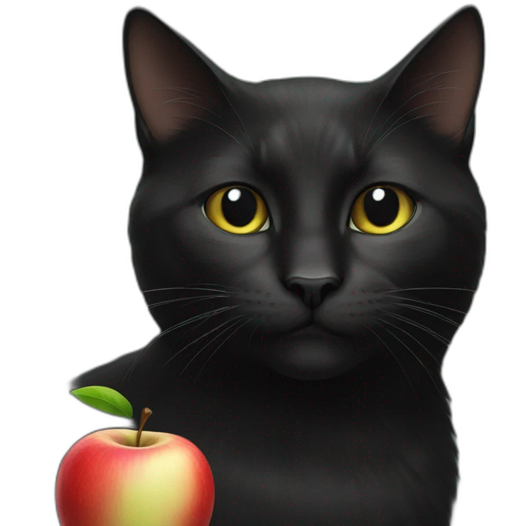 Black cat with a apple emoji