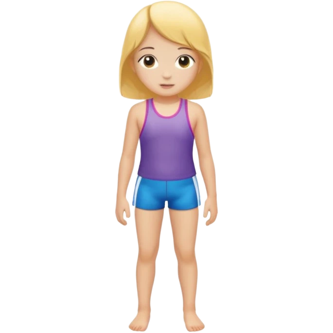Child swimmer girl standing  only shorts emoji