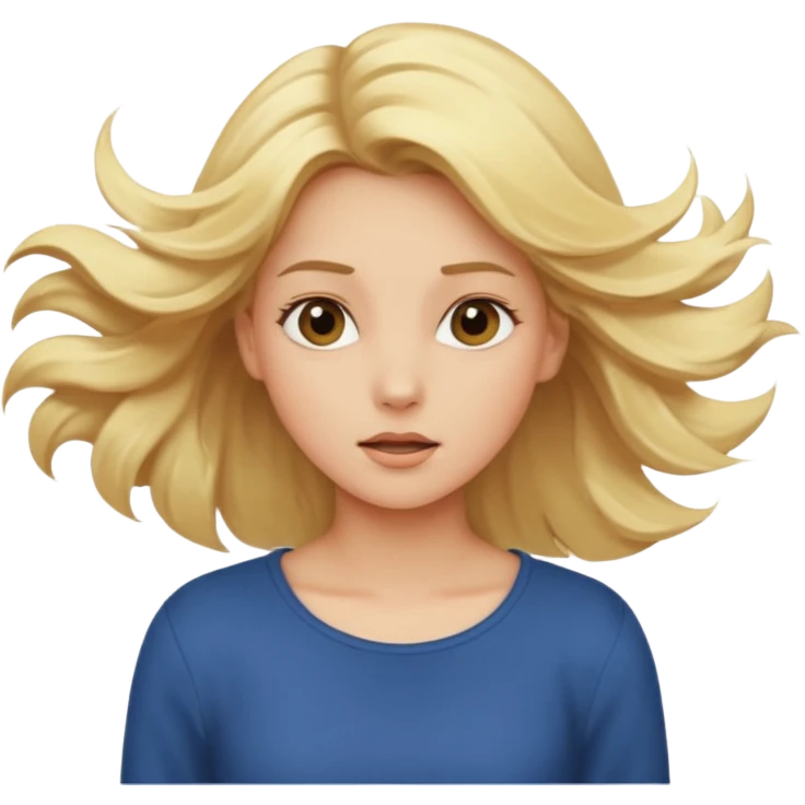 blonde girl in the wind hair blown around  emoji