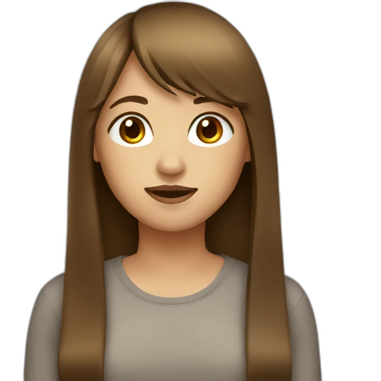 girl with brown straight long hair and bangs emoji