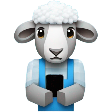 ligth blue minecraft sheep with iphone 16 pro max emoji