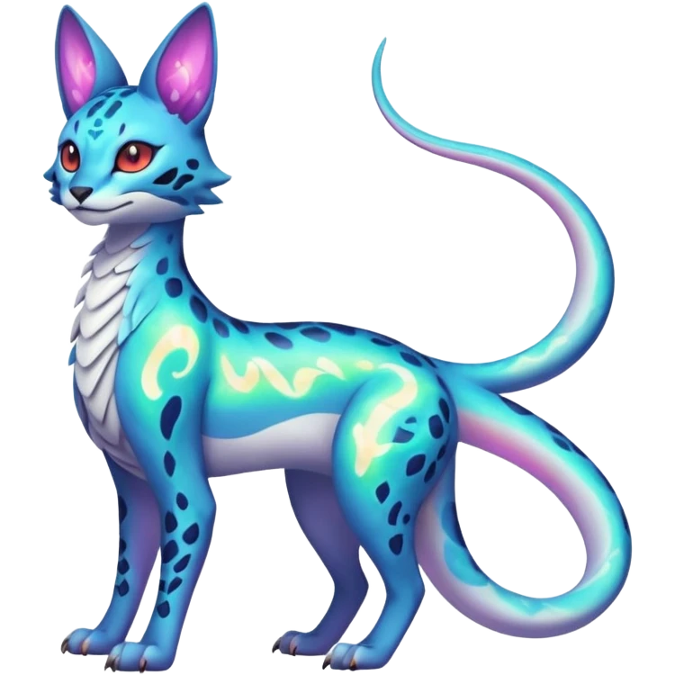 Neon Vibrant Pulsating Trail-glowing Chromatic Trico-Serval-Absol-Salamence-Silvally-Dragon-Snake-fusion-hybrid emoji