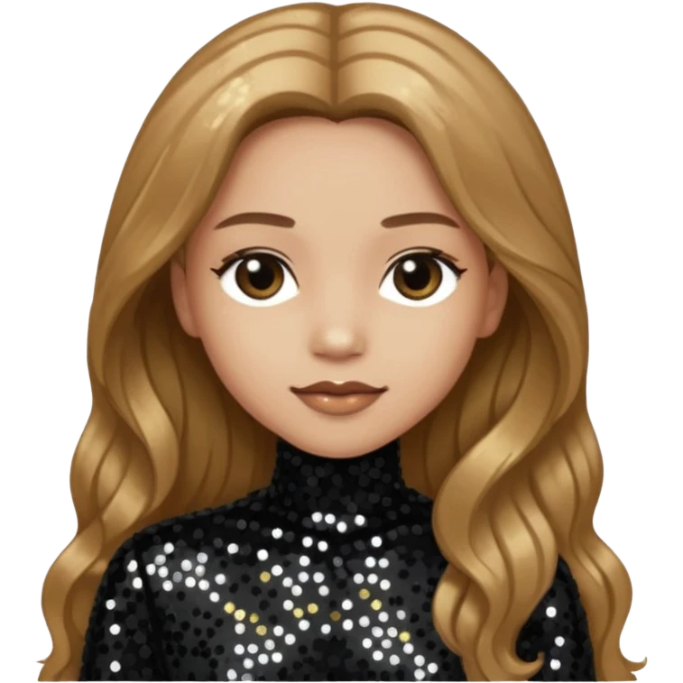 Head from Korn with long light brown hair, light skin, black sequin outfit emoji