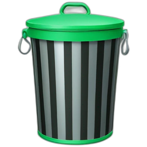 light Green Metal Trash Can With Green LID and Black Stripes emoji