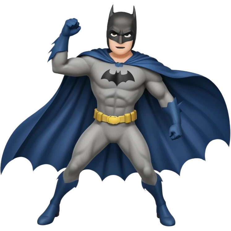 Batman emoji, with cape spread, dynamic pose emoji