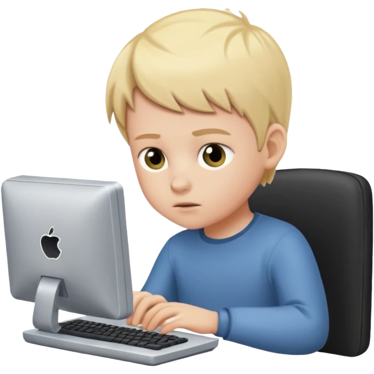 a white child programs on a computer emoji