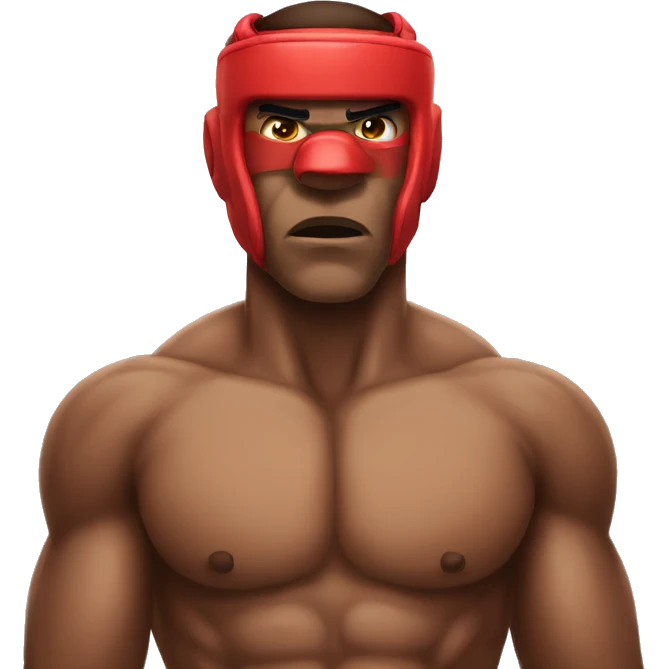 boxer with defensive possition and red face emoji