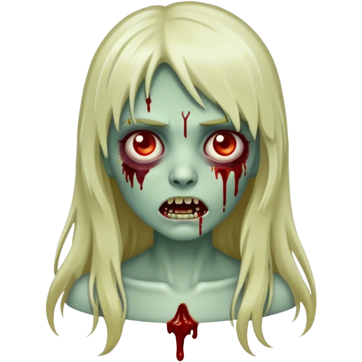 emoji de zombie com sangue feminino cabelo longo de franja emoji