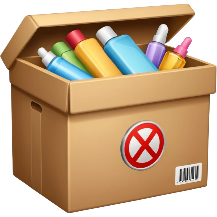 box with beauty products label and a reload icon in right upper corner emoji