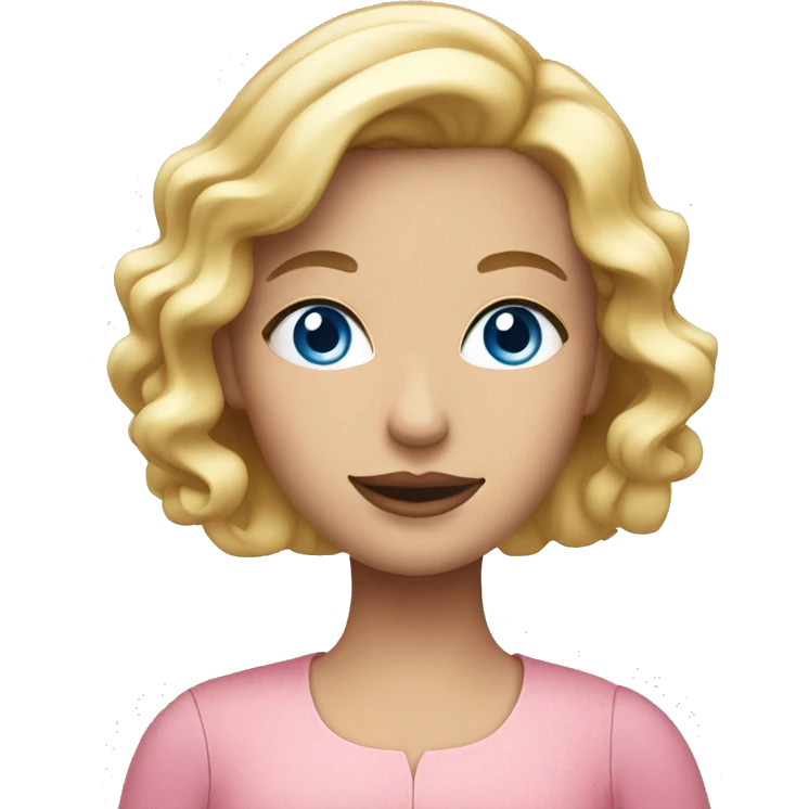 Blonde woman with blue eyes holding a pink birthday cake  emoji
