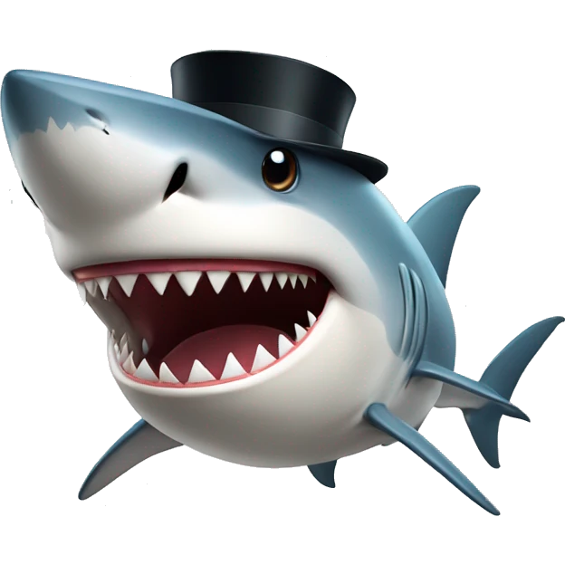 Shark with a top hat emoji