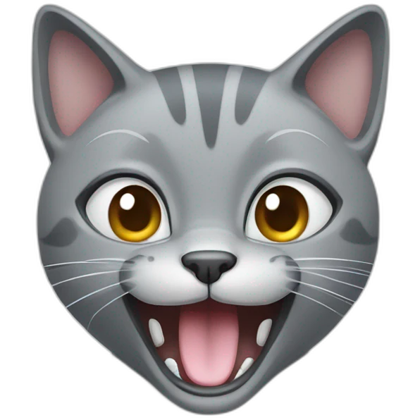 Grey cat with bleu eyes and slightly opened mouth emoji