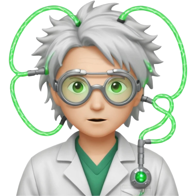 Appearance: Wild silver hair crackling with static electricity, goggles with flickering green lenses, lab coat with glowing circuit patterns.
Vibe: A time-bending genius obsessed with harnessing electricity and temporal flux. emoji