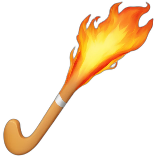 hockey stick on fire emoji