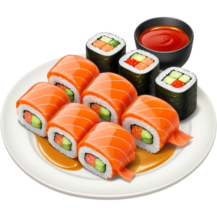 Sushi rolls with sauce restaurant style  emoji
