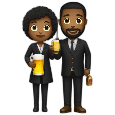black and a little bearded man holding a beer and a black umbrella emoji
