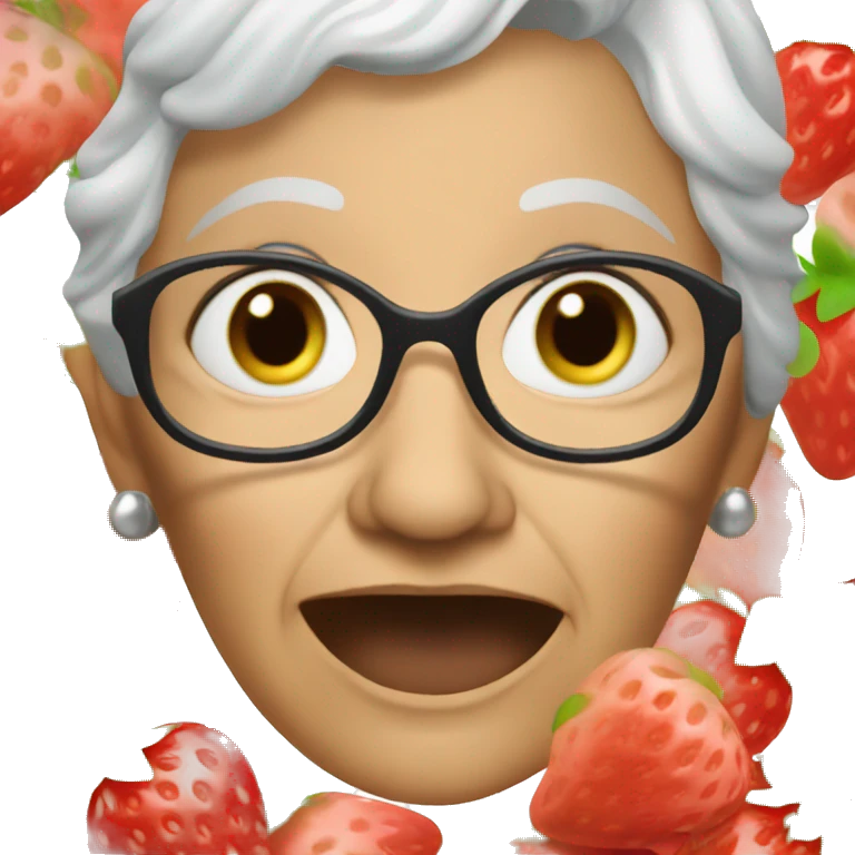 Granny with strawberries  emoji