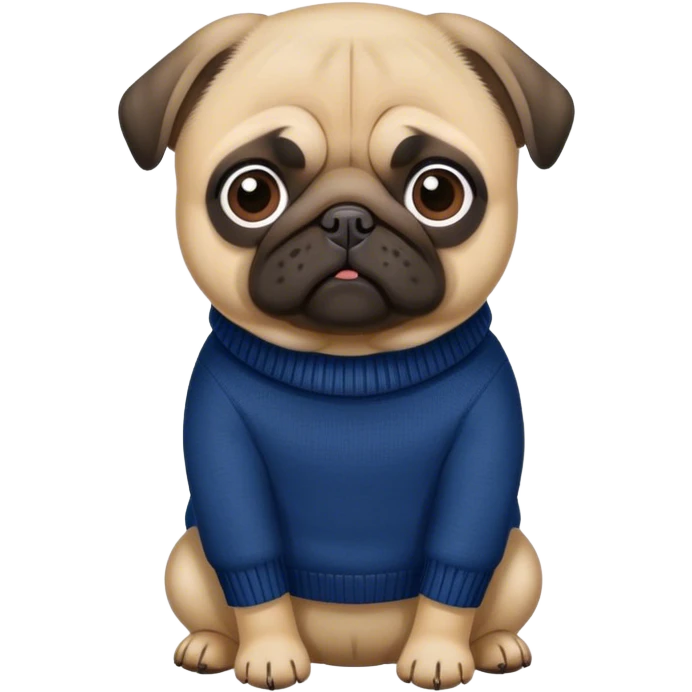 pug in a dark blue sweater emoji