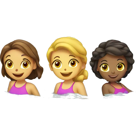 3 girls swimming boat emoji