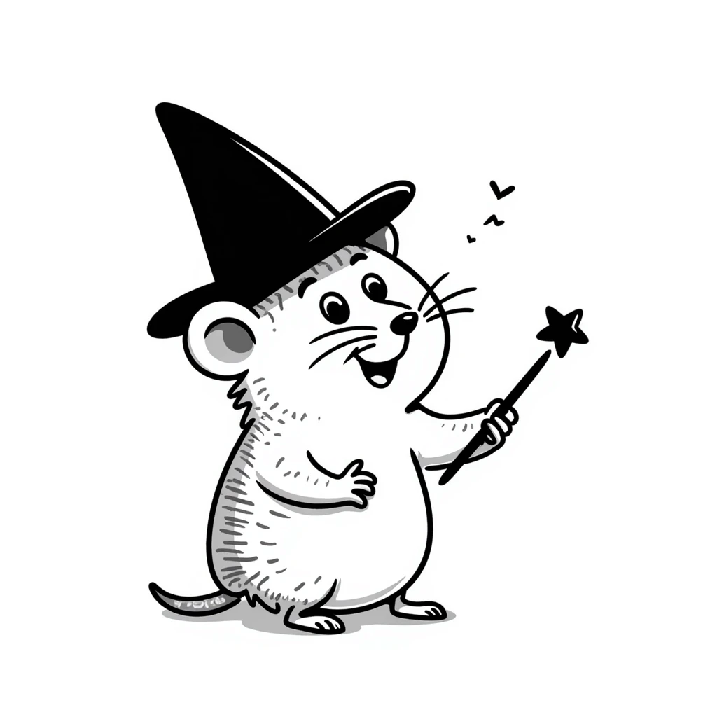 A magical hamster with a wizard hat and wand emoji