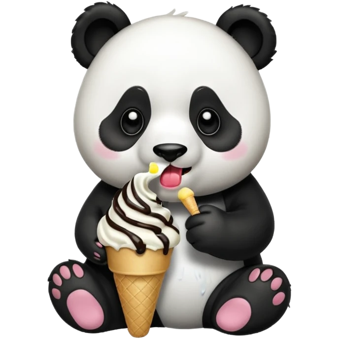 Panda eating ice cream emoji