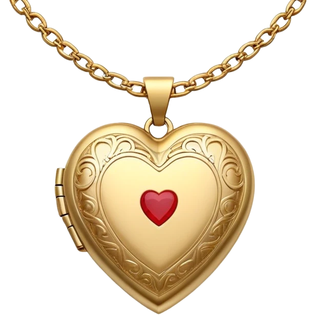 Dainty gold heart locket necklace with detailed designs  emoji