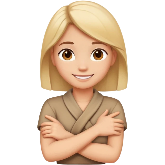 crossed arms around neck girl emoji