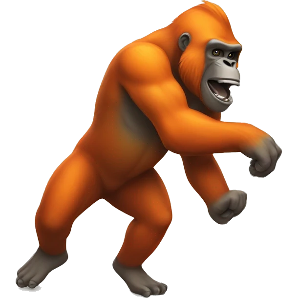 A dancing orange gorilla emoji