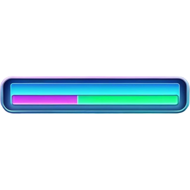 A futuristic experience bar fills up, glowing as it reaches the next level. The design features a sleek, digital progress bar with vibrant neon colors (blue, purple, or green), a gradient effect, and smooth animation-like highlights.  emoji