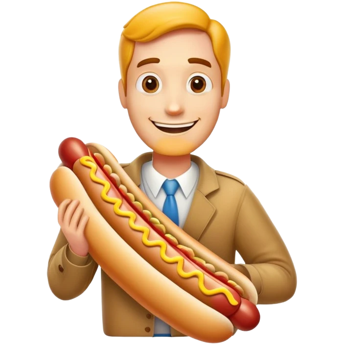 man dressed as a hot dog snack emoji