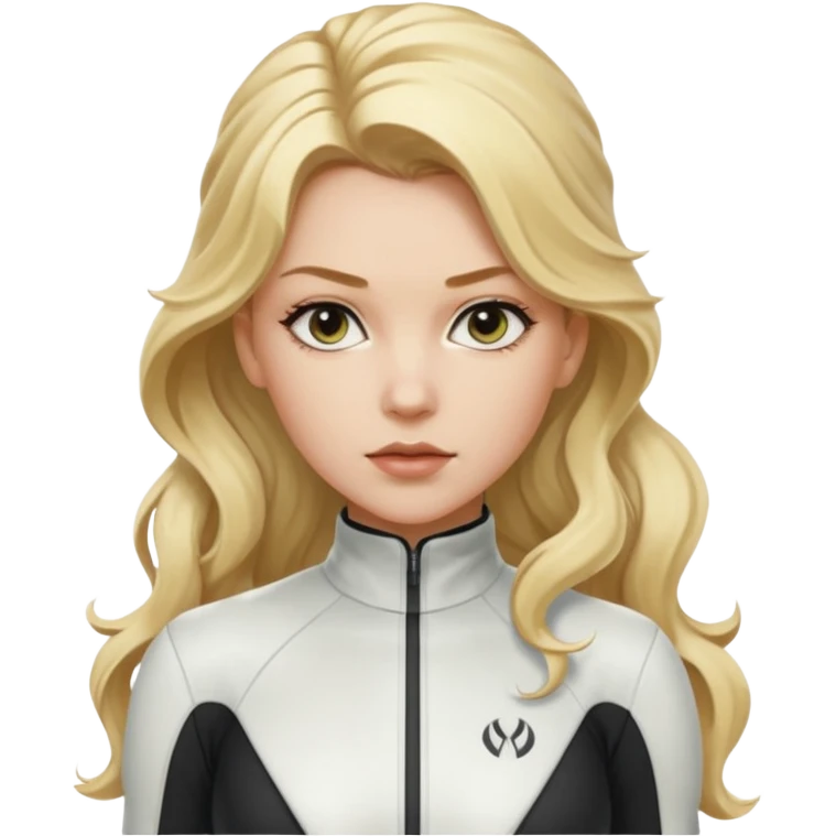 yelena belova in white widow suit with wavy blonde hair in high ponytail emoji