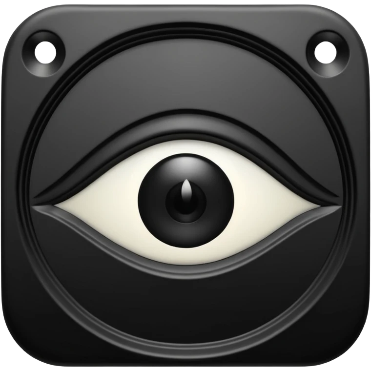Minimal emoji, gothic religious relic made of matte black metal, engraved eye symbol above a number 8, ancient sacred fashion artifact aesthetic, sculptural form, no glow, no neon, flat emoji style, centered, transparent background emoji