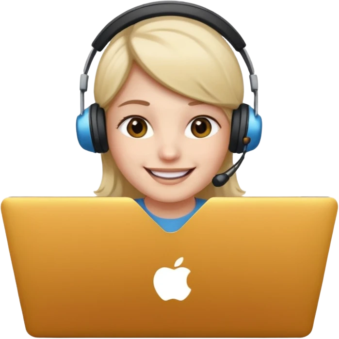 Laptop with Video Call on it, person in call sitting in an office emoji