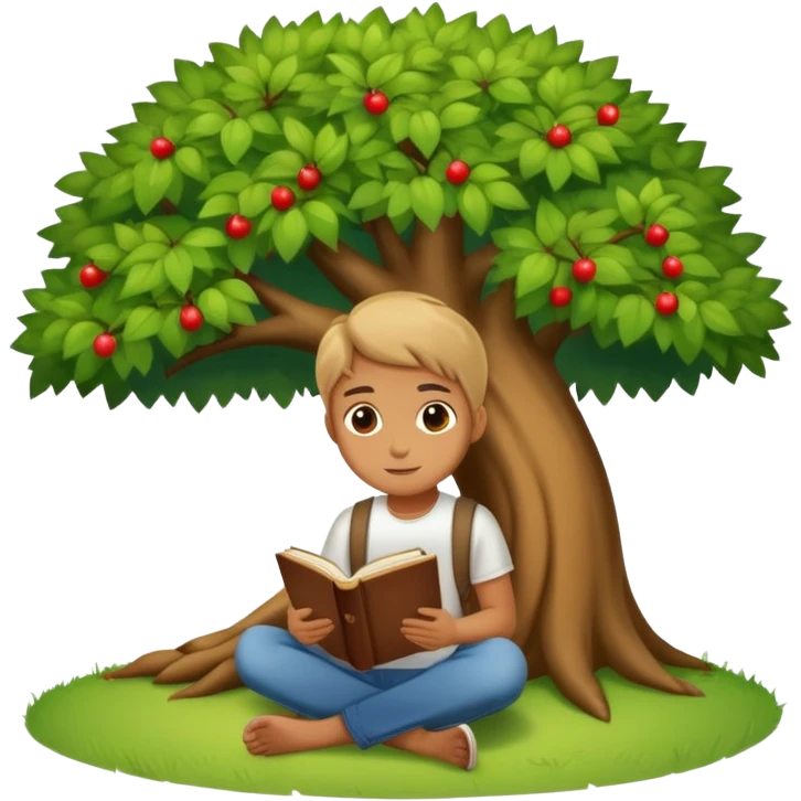 person sitting under a tree with an open book emoji