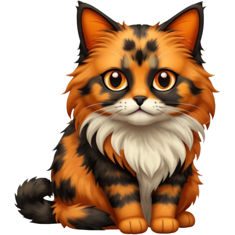 long hair tortoiseshell cat with a black face emoji
