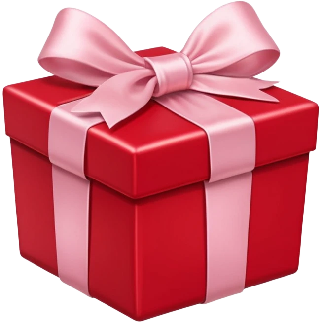 red  gift box with light pi,k satin bow emoji