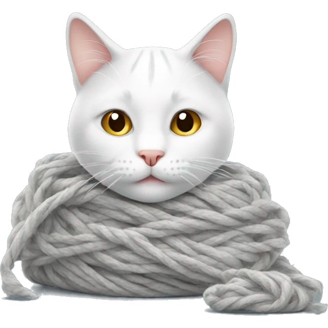 white gray cat with yarn emoji