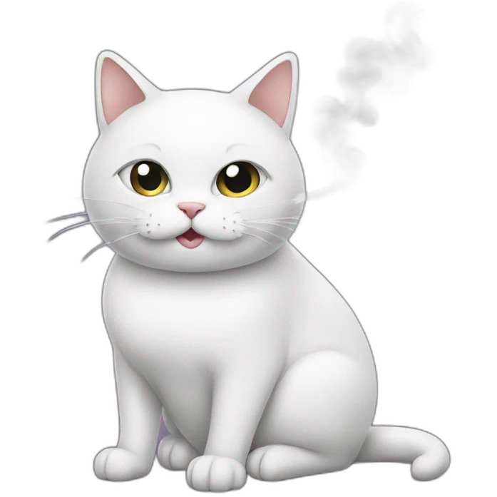 Smoking White cat emoji