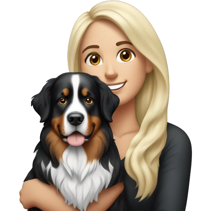 Bernese mountain dog with his female blonde long haired owner emoji
