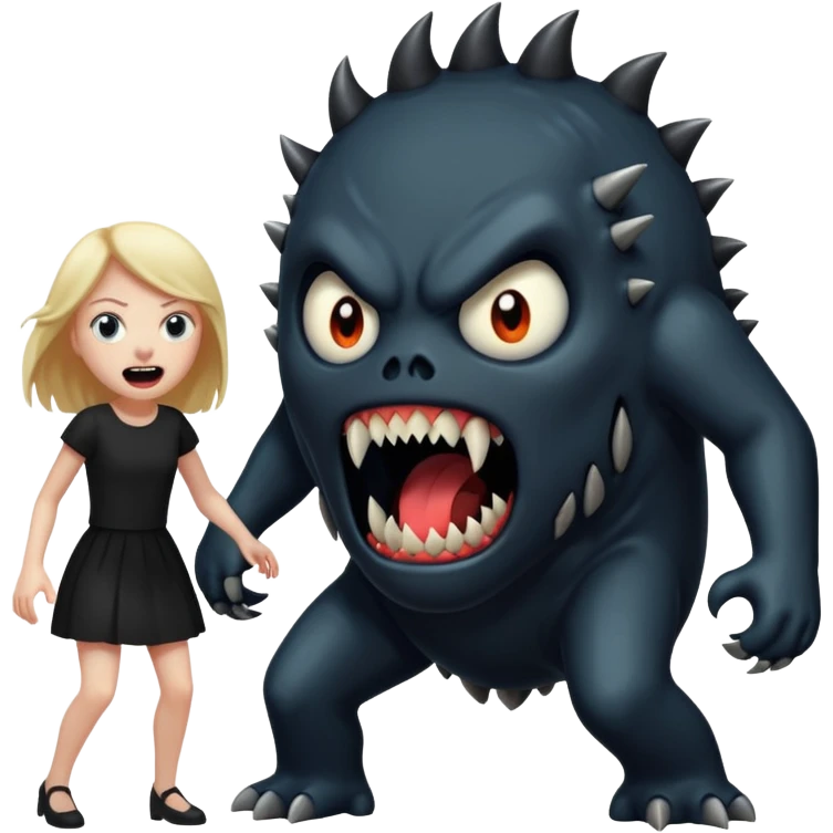 a black monster chasing a white girl emoji