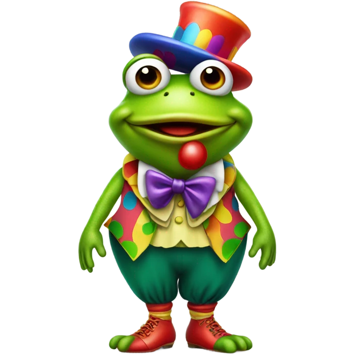 green frog dressed as a clown emoji