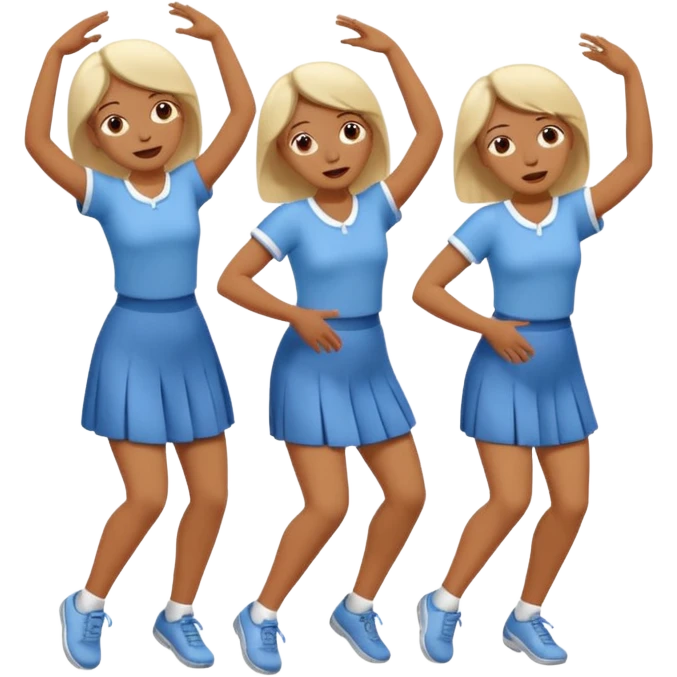Dancing twins with tired mum faces emoji