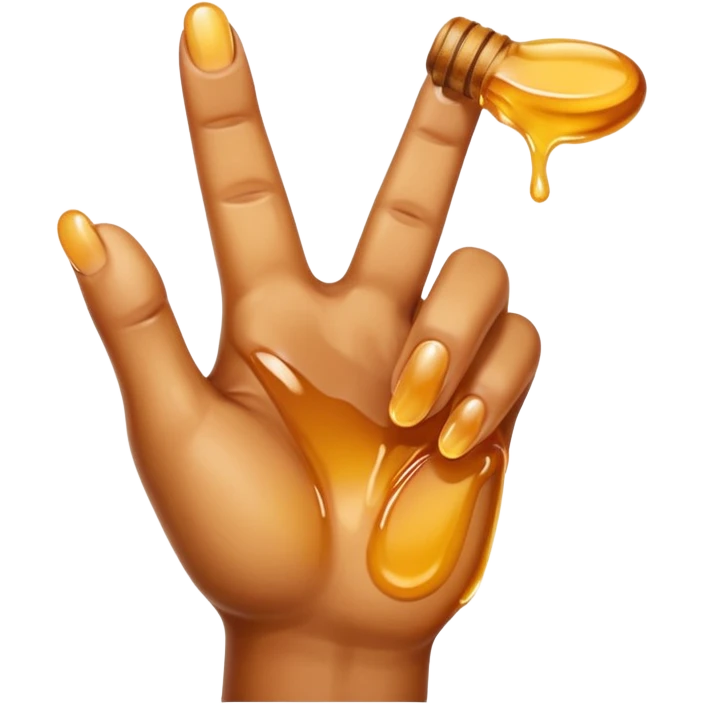 a hand with 2 fingers out and a sticky liquid on them emoji