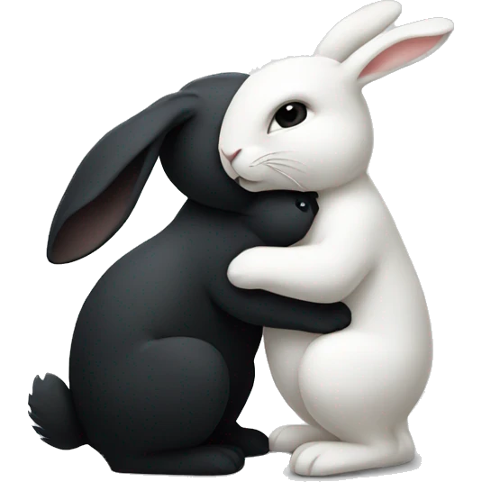 Black rabbit hugging white rabbit  emoji