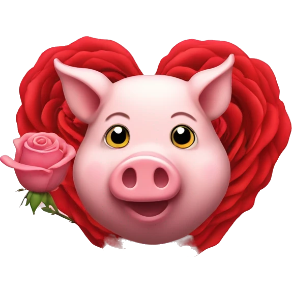 Rose Heart with pig emoji