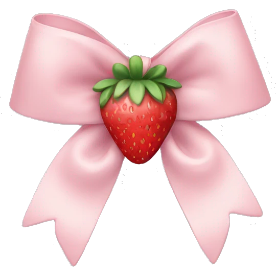 pale pink bow with strawberry in the middle emoji